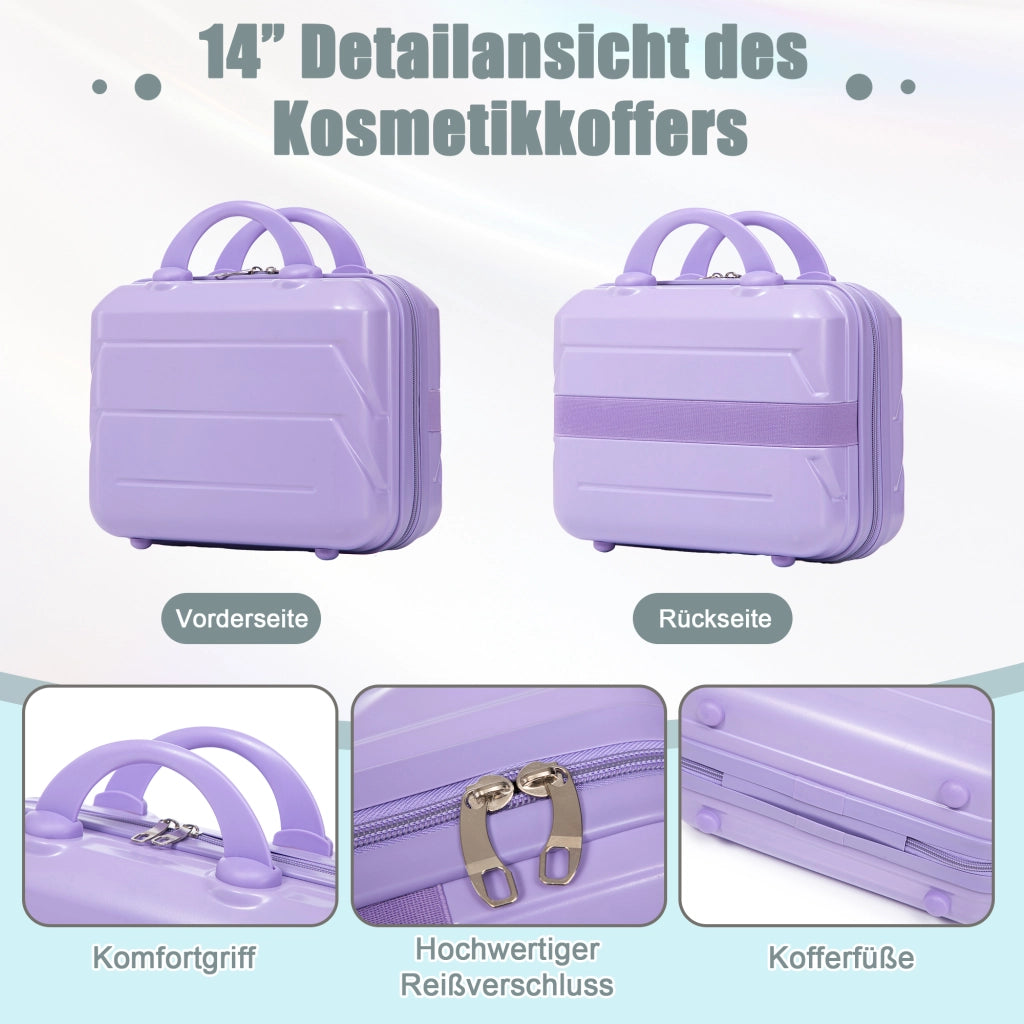 Set di valigie rigide 2 pezzi con chiusura a combinazione e manico telescopico, ruote girevoli, ABS impermeabile blu e viola
