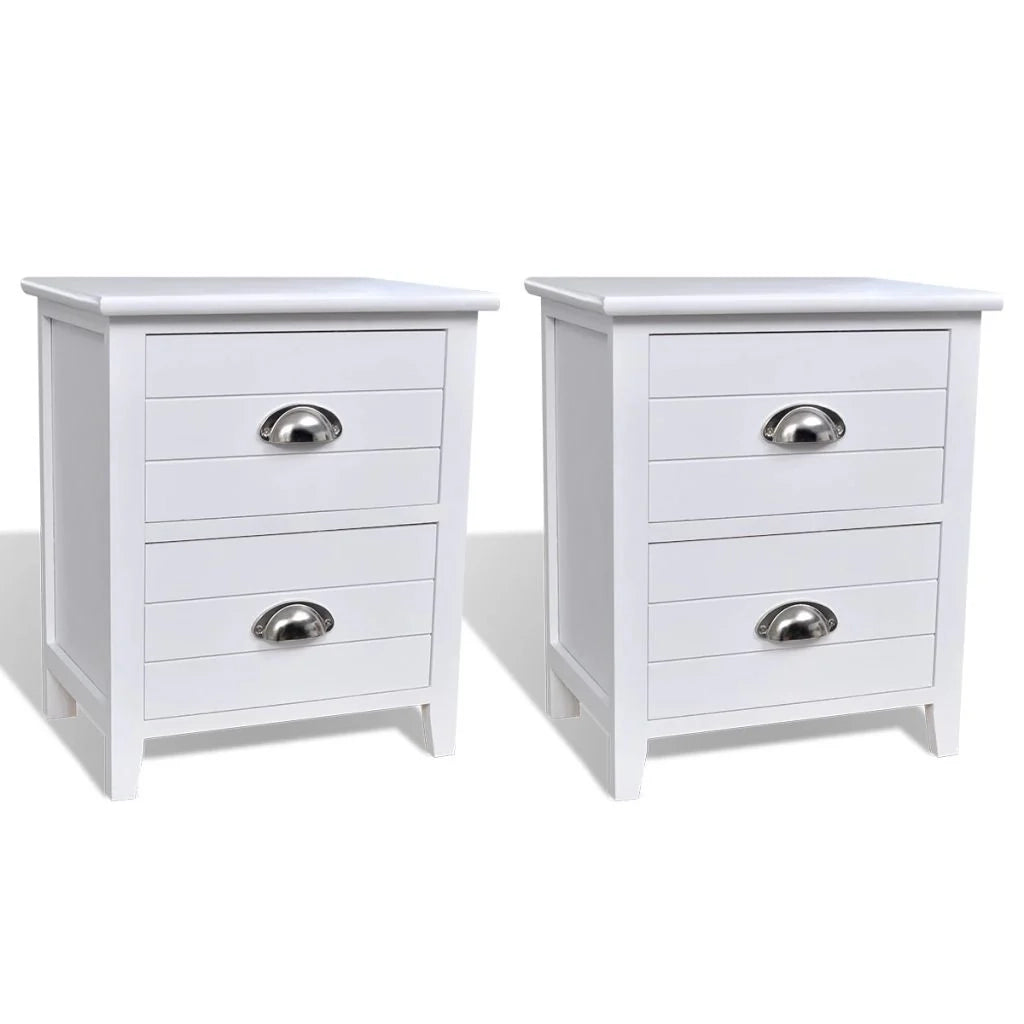Set di 2 comodini comodini cassettiera mobili per camera da letto con 2 cassetti bianco 1402121