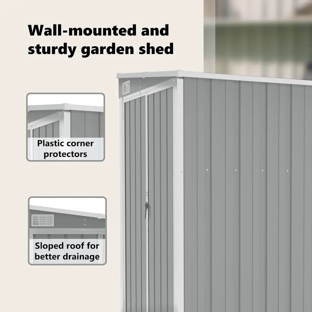 Capanno Giardino a Parete Grigio 118x100x178 cm Acciaio Zincato 316218