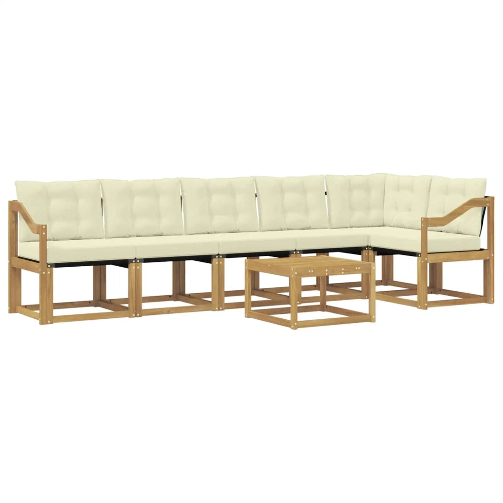 Set di divani da esterno con cuscino 7 pcs Bianco e Crema