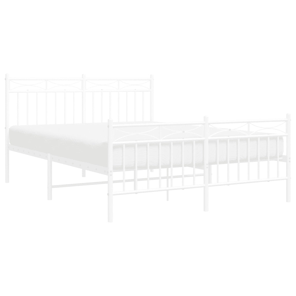 Giroletto con Testiera e Pediera Metallo Bianco 140x200 cm 373759