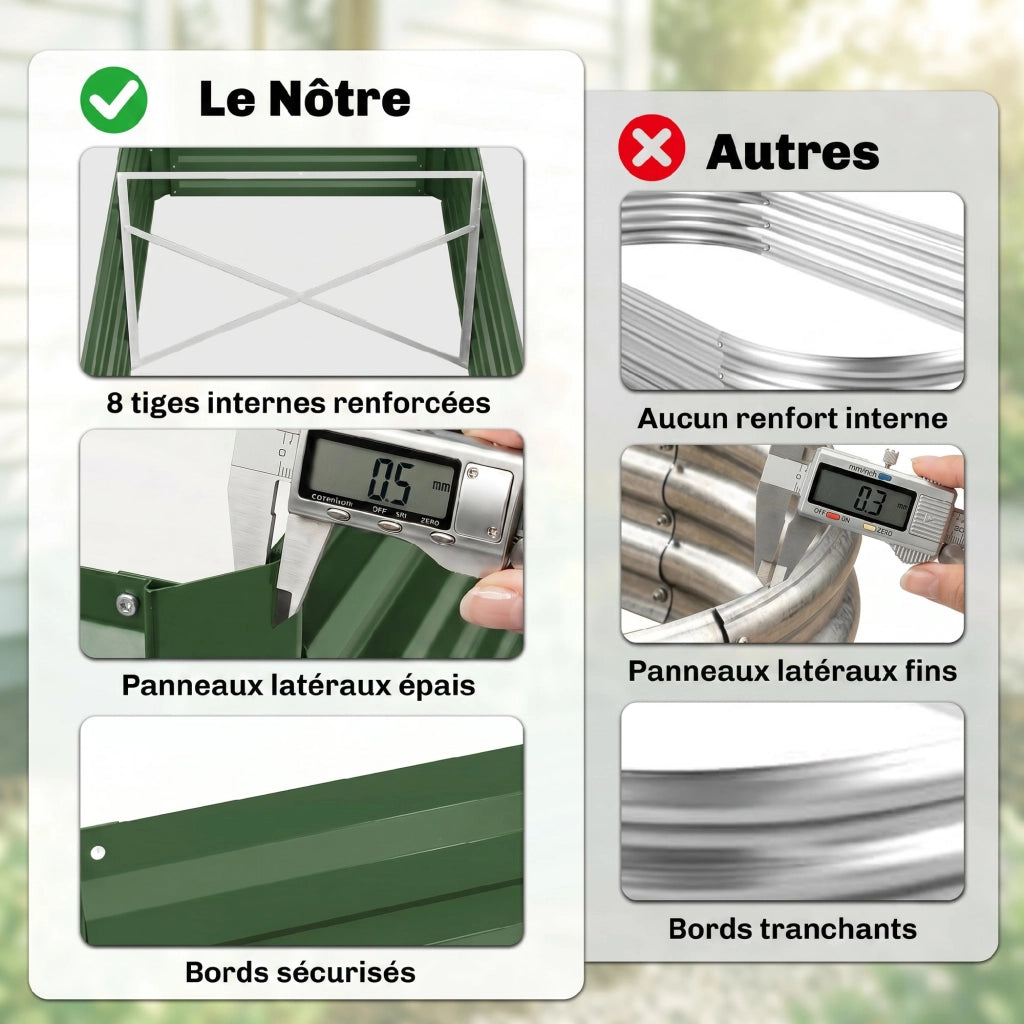 Carr¨¦ da giardino rettangolare ¨C zephmum ¨C grigio acciaio galvanizzato 180x90x59 cm