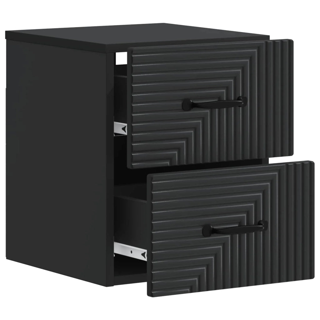 Mobiletto da notte a muro con cassetto Nero 34,5 x 33 x 40 cm 898637
