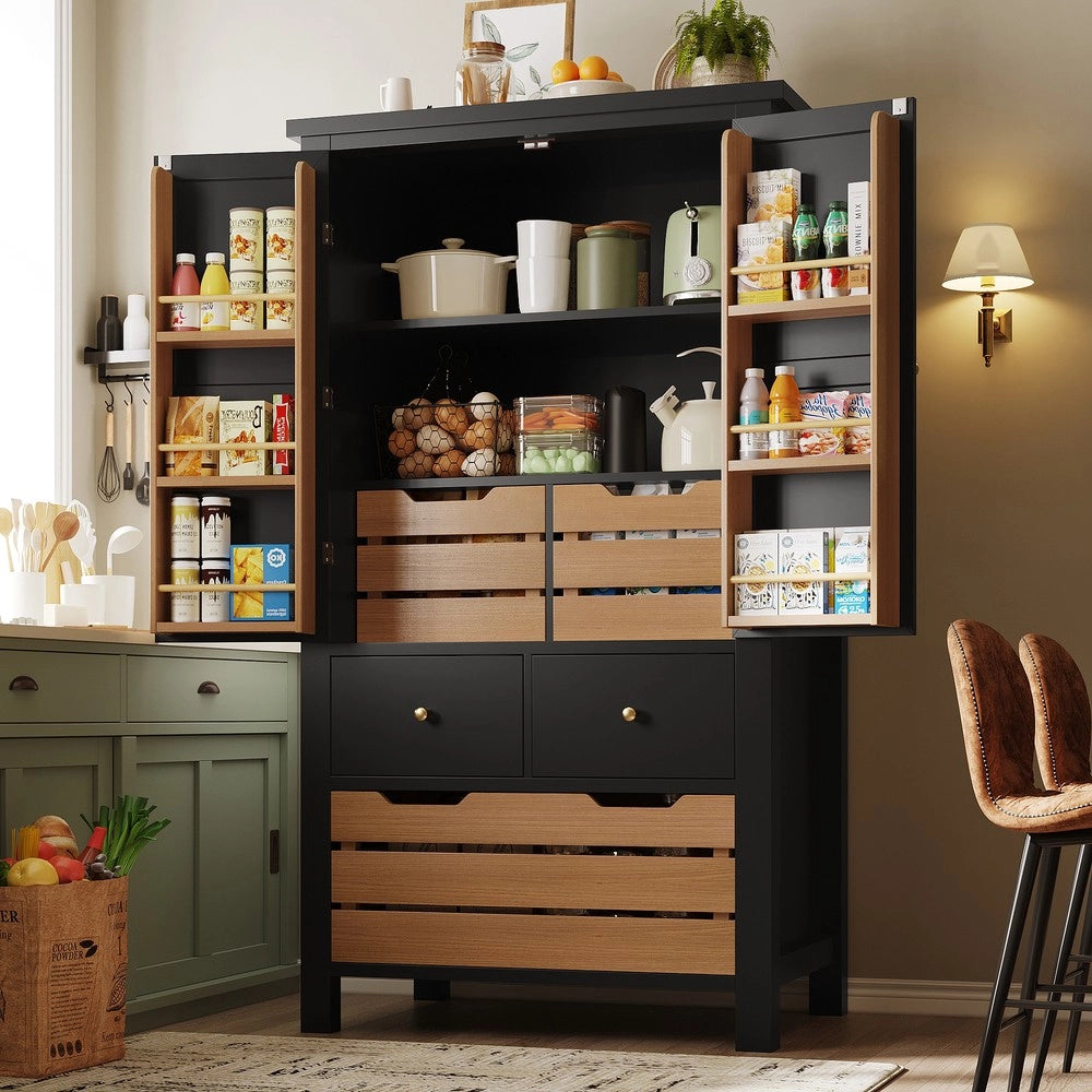 Mobiletto multiuso ante e cassetti ¨C Minimal ¨C 80x40x140 cm nero bianco