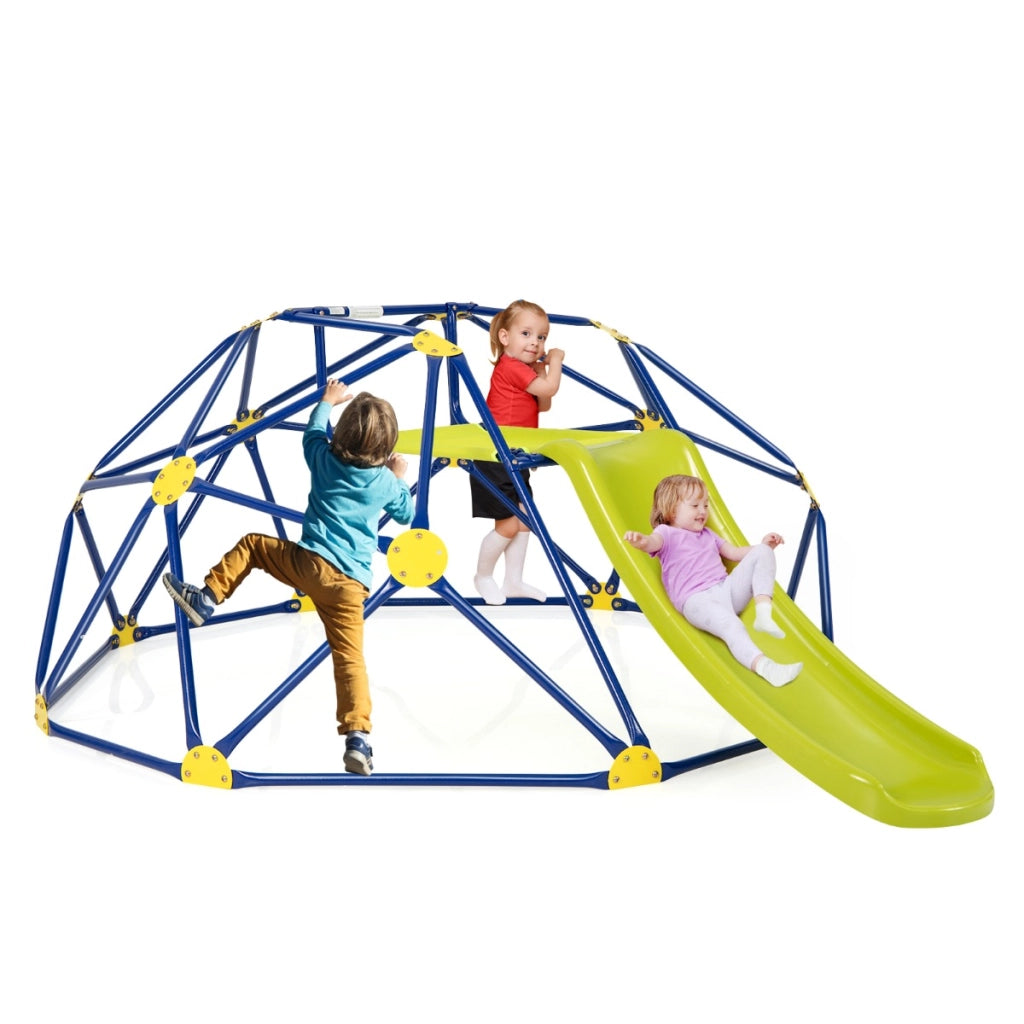 Cupola di arrampicata e set da gioco con scivolo capacit¨¤ di carico di 180KG, Parco giochi per bambini Giallo-Arrampicate e scivoli
