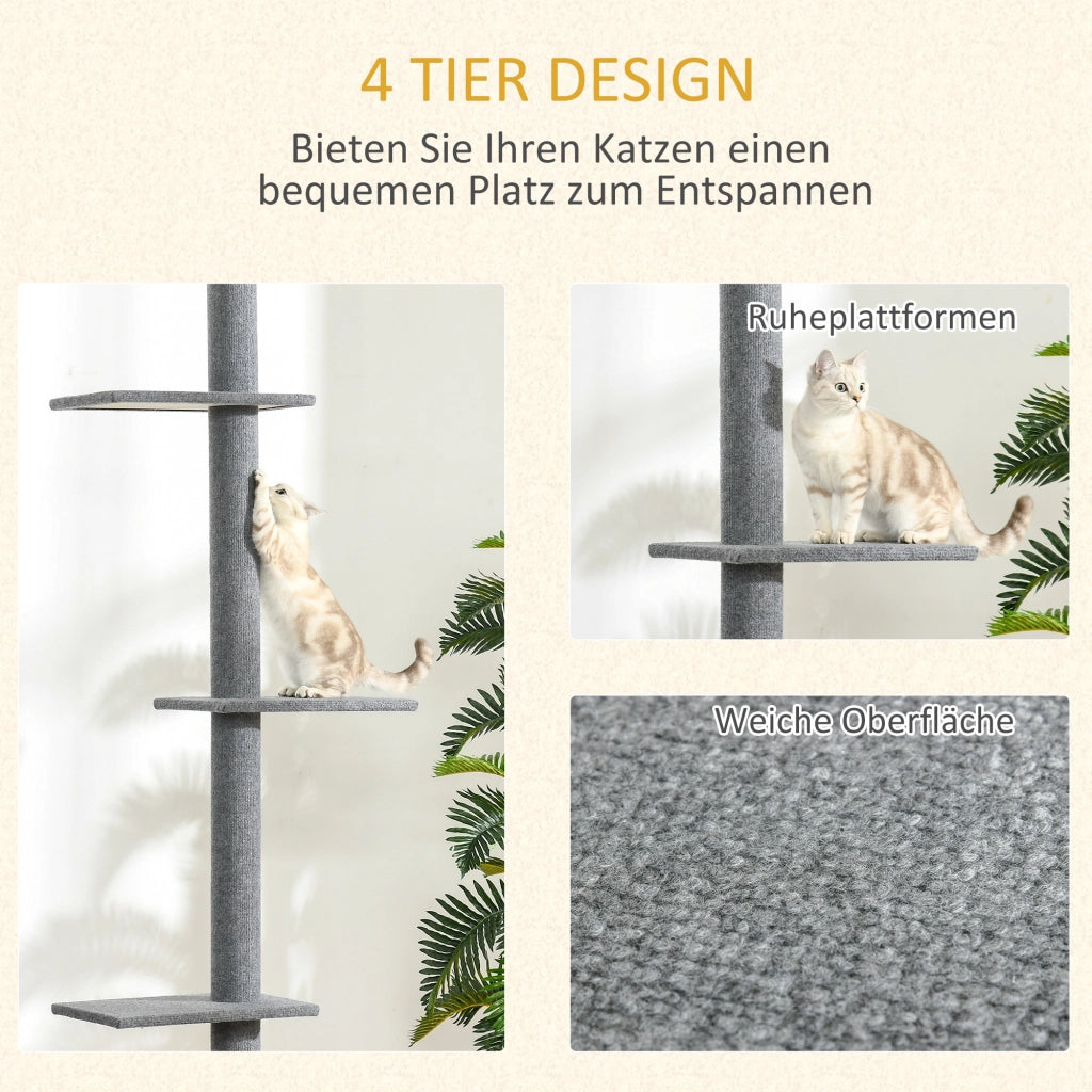 Tiragraffi regolabile in altezza da 228 a 260 cm, da soffitto, colore grigio, per gioco attivo e relax.
