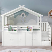 Letto a Castello Bambini con Armadio e Cassetti ¨C MINIMAL ¨C Pino Bianco 90x200