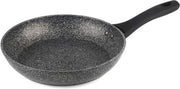 Padella in alluminio smaltato con rivestimento antiscivolo, 20 cm, utensile in metallo e lavabile in forno a microonde, manico in TPR morbido con rivestimento in metallo argentato
