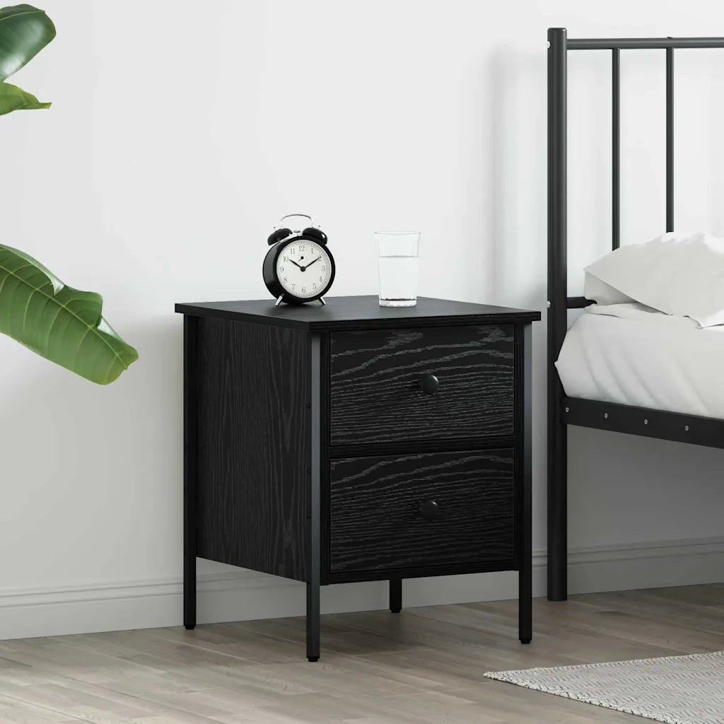 Comodino | Armadio da Notte | Mobiletto da notte con cassetto Rovere nero 40 x 42 x 50 cm