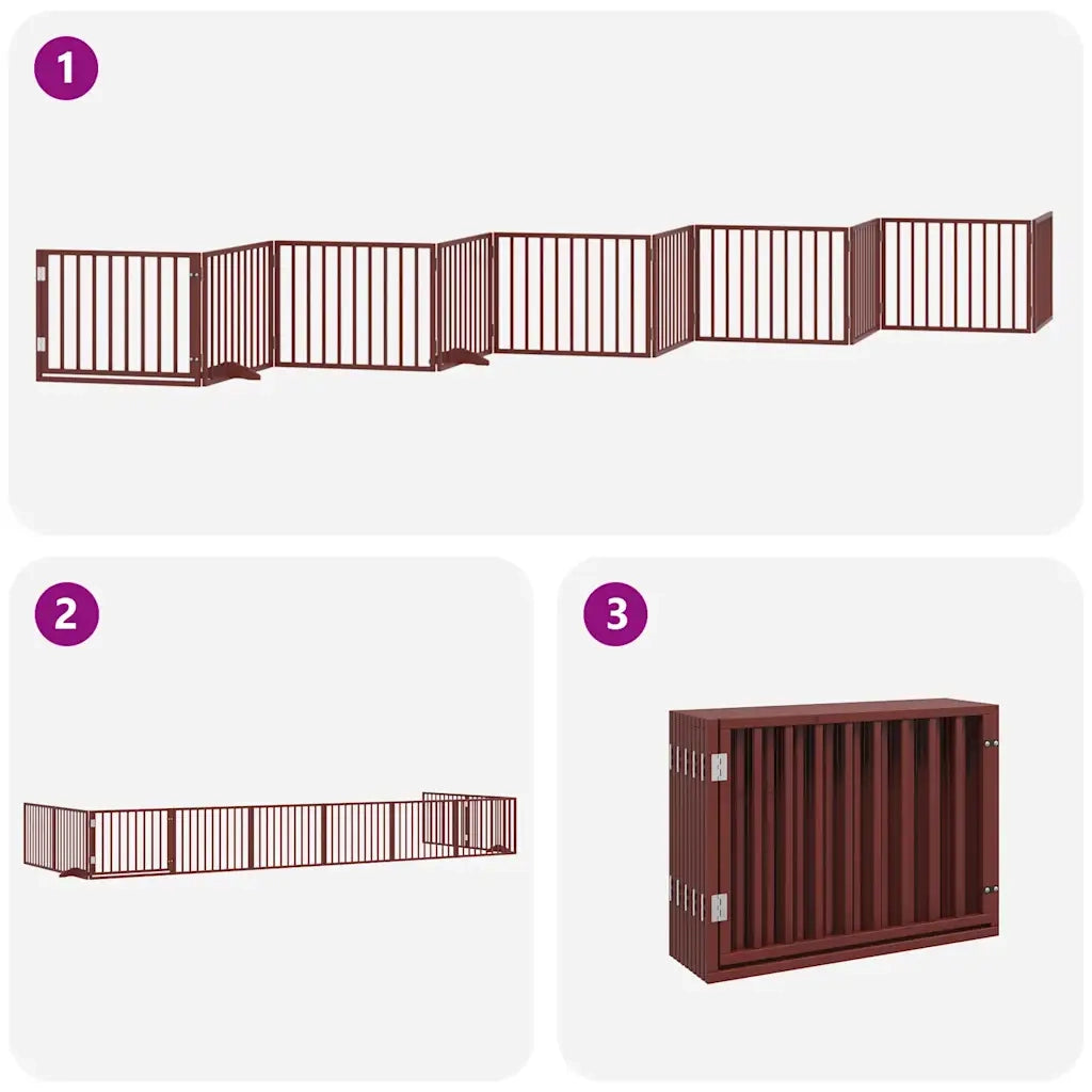 vidaXL Cancello Cani Porta Pieghevole Marrone 10 Pannelli 800cm Pioppo