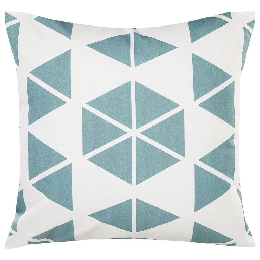 Cuscino da Giardino Motivo Geometrico a Triangoli Bianco e Blu 45 x 45 cm