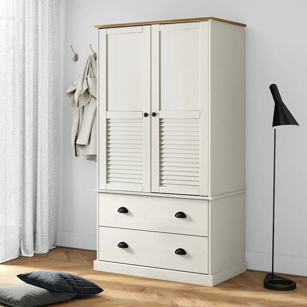 Armadio VIGO 90x55x170 cm in Legno Massello di Pino Bianco 353164