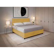 Letto imbottito Letto Matrimoniale alla Francese 140x190 cm Square - Contenitore,Microfibra,Ocra