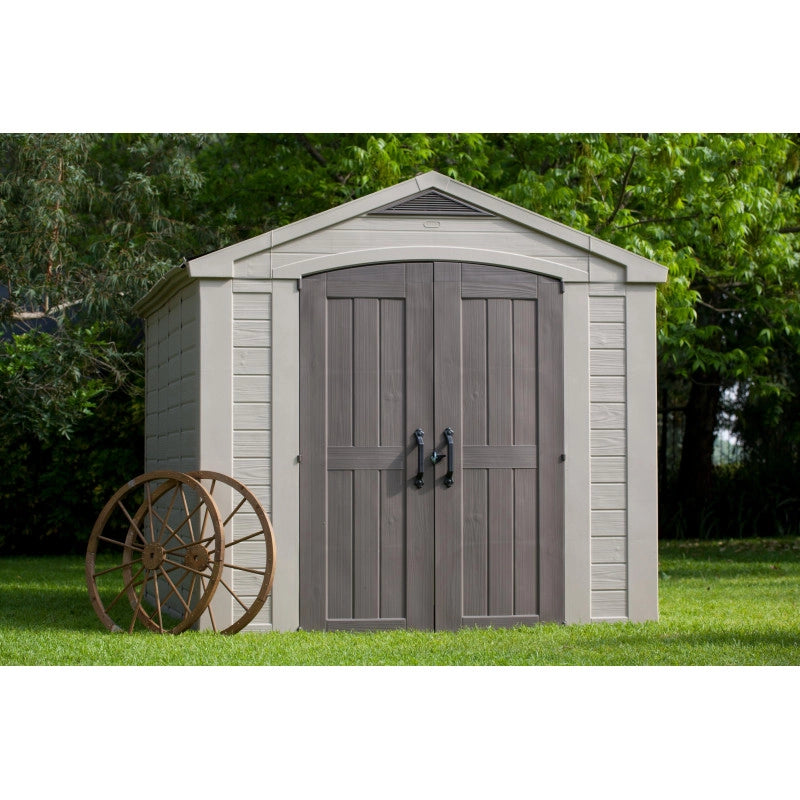 Casetta da giardino in resina 178x195,5x208 cm - con pavimento, mensole incluse e lucernario - Beige – Keter