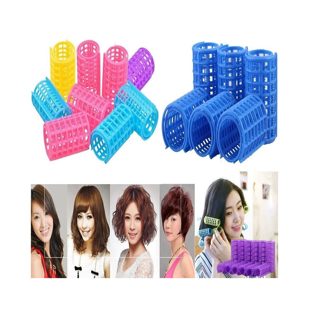 Trade Shop - Kit 16 Bigodini Con Clip 30mm Plastica Hair Rollers Arriccia Capelli Acconciatura -