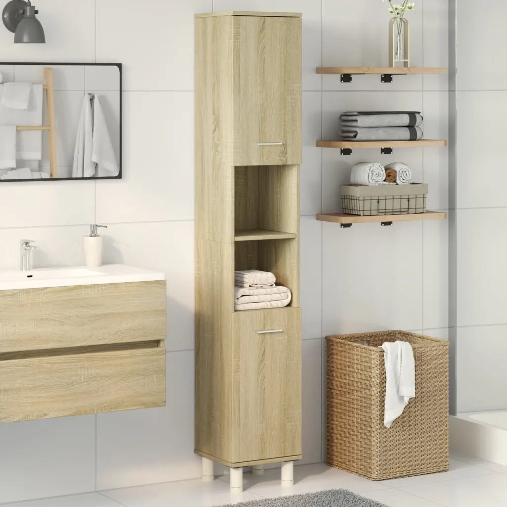 Mobile da Bagno | Armadio da bagno Rovere Sonoma 30,5x30x179cm in Truciolato
