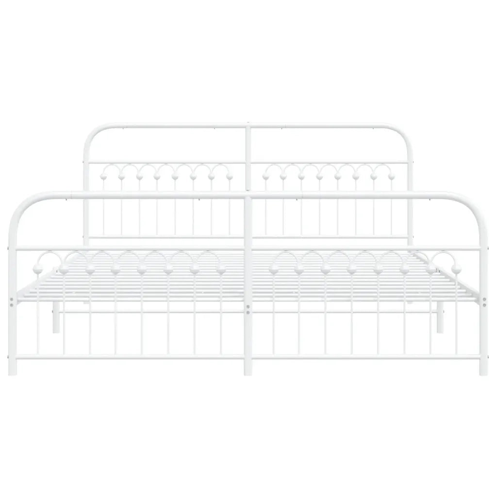 Giroletto con Testiera e Pediera Metallo Bianco 183x203 cm 376671