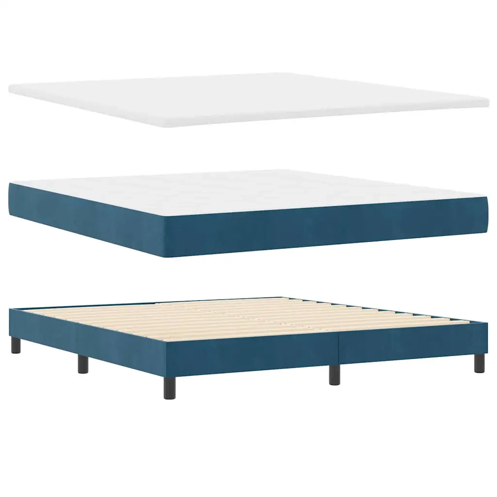 Letto a molle con materasso Blu Scuro 200 x 180 cm Poliestere