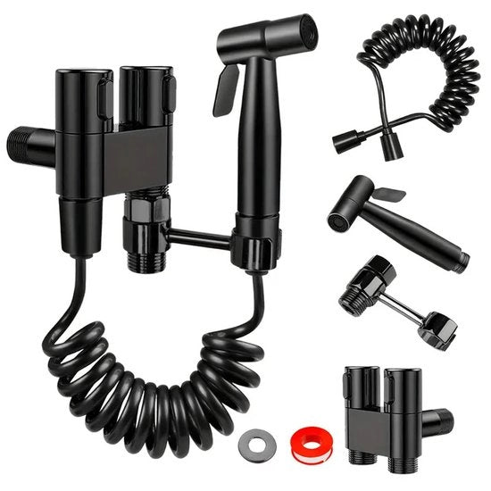 Set di asciugamani per il bagno con getto di spruzzo in acciaio inossidabile per la pulizia della doccia, accessori per l'igiene personale - nero