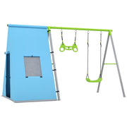 Set Schaukel 3 in 1 con Tenda e Anelli ¨C Zephmum ¨C Verde, Metallo e Plastica