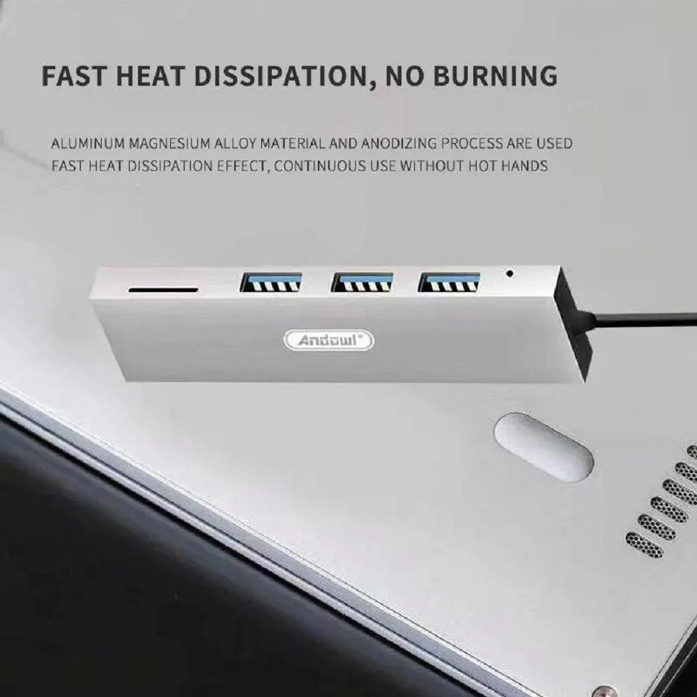 Trade Shop - Hub Usb 3 Porte Usb3.0 + 1 Slot Micro Sd Portatile Dissipazione Del Calore Q-t89 -