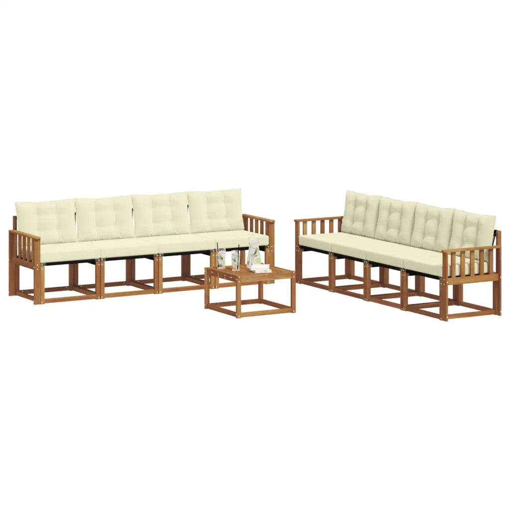 Set di divani da esterno con cuscino 9 pcs Naturale e Crema