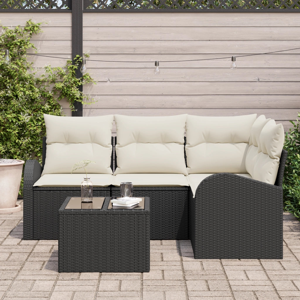 Set Divano da Giardino  a 4 Pezzi con Cuscini Rattan Pollo Marrone