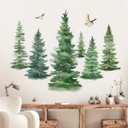 Decorazione per Parete con Pittura Acquatica - Albero di Pino Grande - Decorazione per Parete - Tattoo per Parete - Uccelli - Adatto per Camera da Letto e Sala da Pranzo
