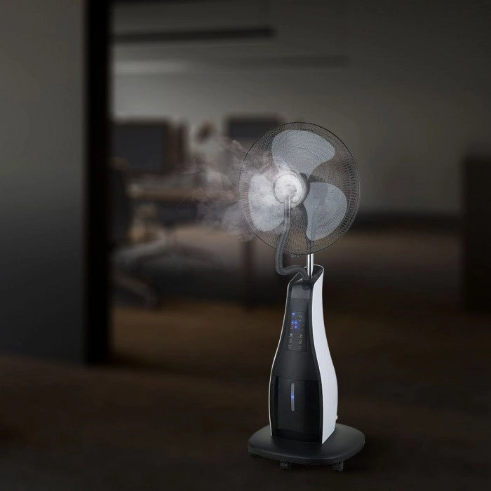 Ventilatore Nebulizzatore LED 80W con 3 Pale da 17" Base Rotonda e Telecomando (Capacità 3.2L)