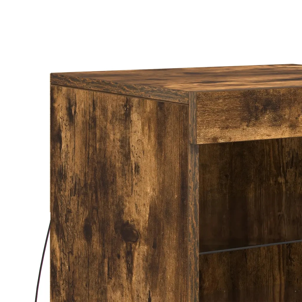 Credenza con Luci LED Rovere Fumo 41x37x67 cm