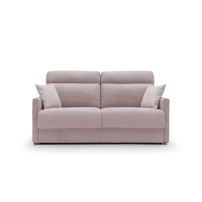 Margot Divano letto matrimoniale con schienale morbido alto in tessuto T02 176 cm (mat. 140x197) rosa