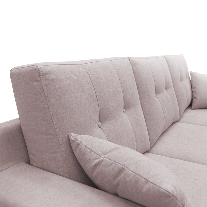 Danish Divano angolare REVERSIBILE in tessuto morbido impermeabile T02 237 cm rosa