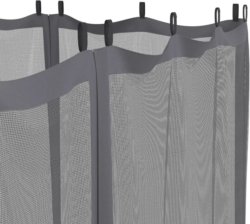 Set di 4 zanzariere per pergola bioclimatica 3x4 Grigio con Cerniera + Ganci