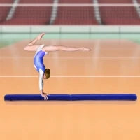 Trave da Ginnastica per Allenamento Imbottita in Legno, Blu, 210x10x6.5cm