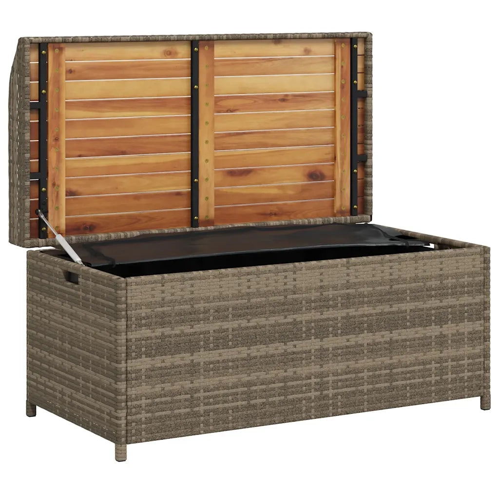 Panca Portaoggetti Giardino Grigia 100x50x52 Polyrattan Acacia 365950