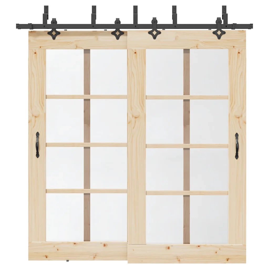 Kit di Binari per Porte Scorrevoli 213,5 cm Acciaio Nero 3295736