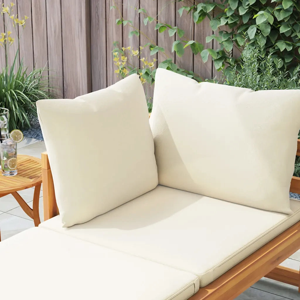 Divano da Giardino-Lettino Prendisole con Bracciolo Bianco Crema Acacia Massello