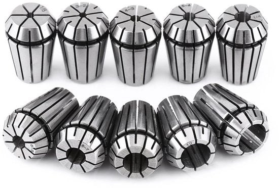 Collet Chuck Set da 10 pezzi - ER20 - Collet Elastico - Fresa CNC - Fresa a Sezione Varia - Acciaio 65Mn - Alta Precisione - Colletti