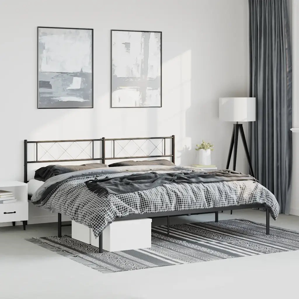 vidaXL Giroletto con Testiera in Metallo Nero 193x203 cm