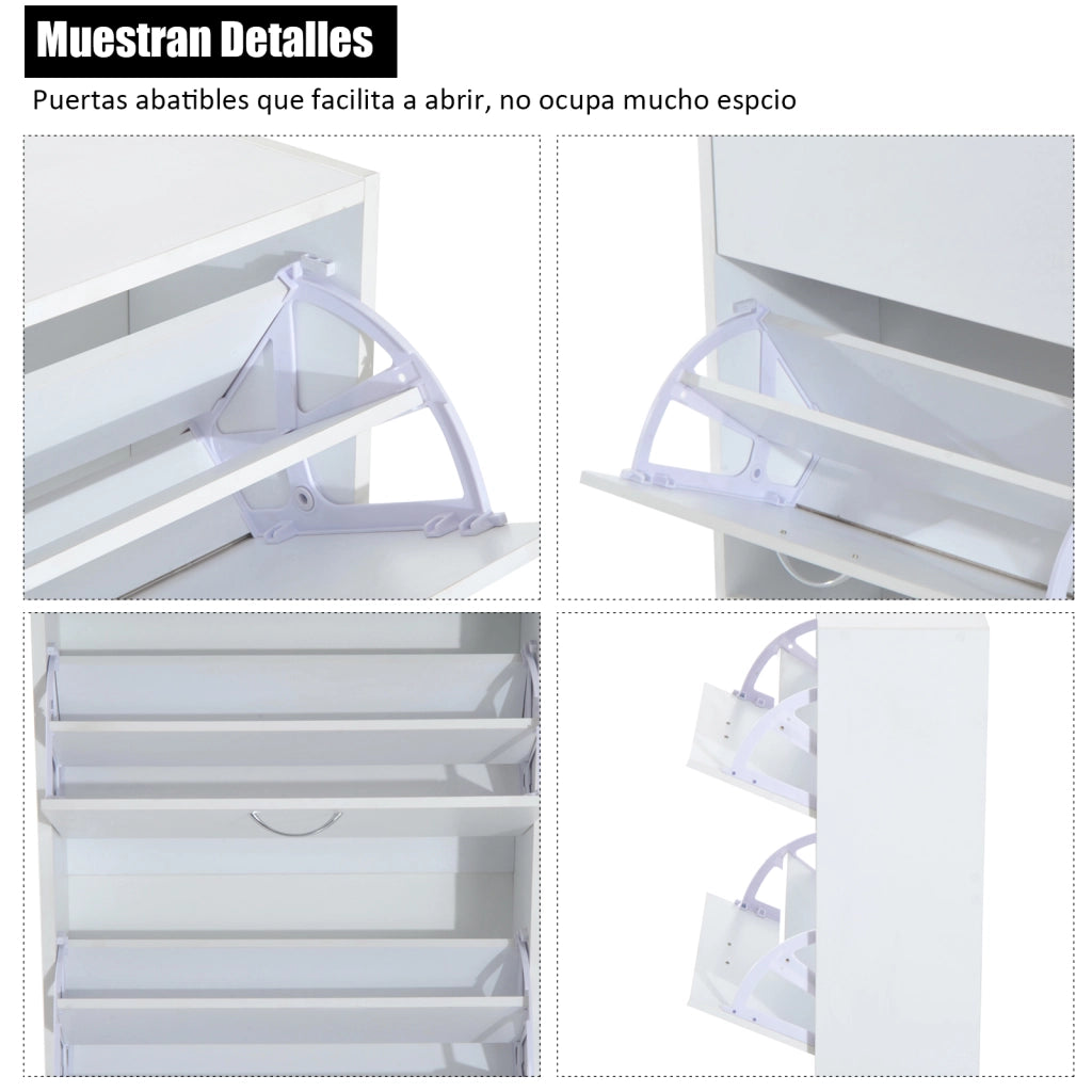 Scarpiera Moderna con 2 Cassetti e Ripiani Ajustabili per Ingresso Stretto ¨C Zephmum ¨C 60x24x80 cm Bianco