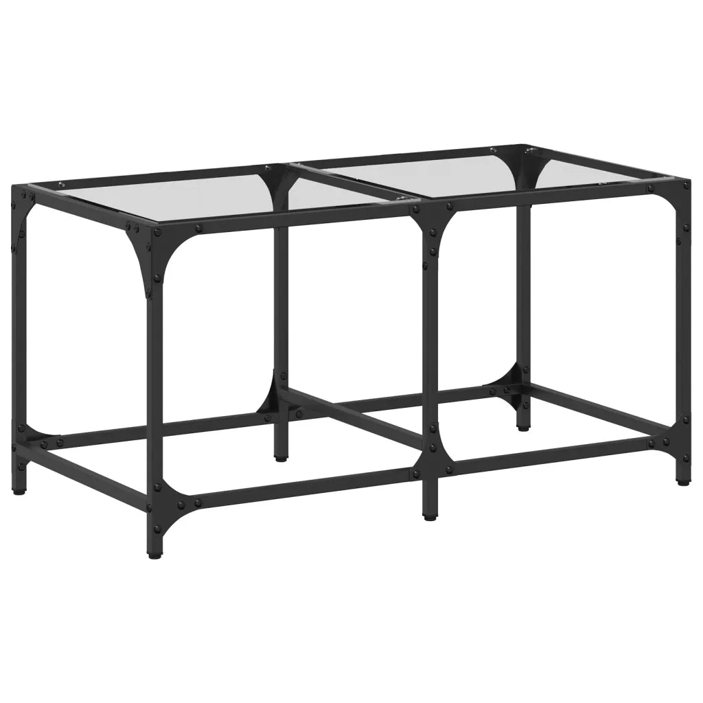 Tavolini con Piano Vetro Trasparente 2 pz 78,5x40x40 cm Acciaio 845974
