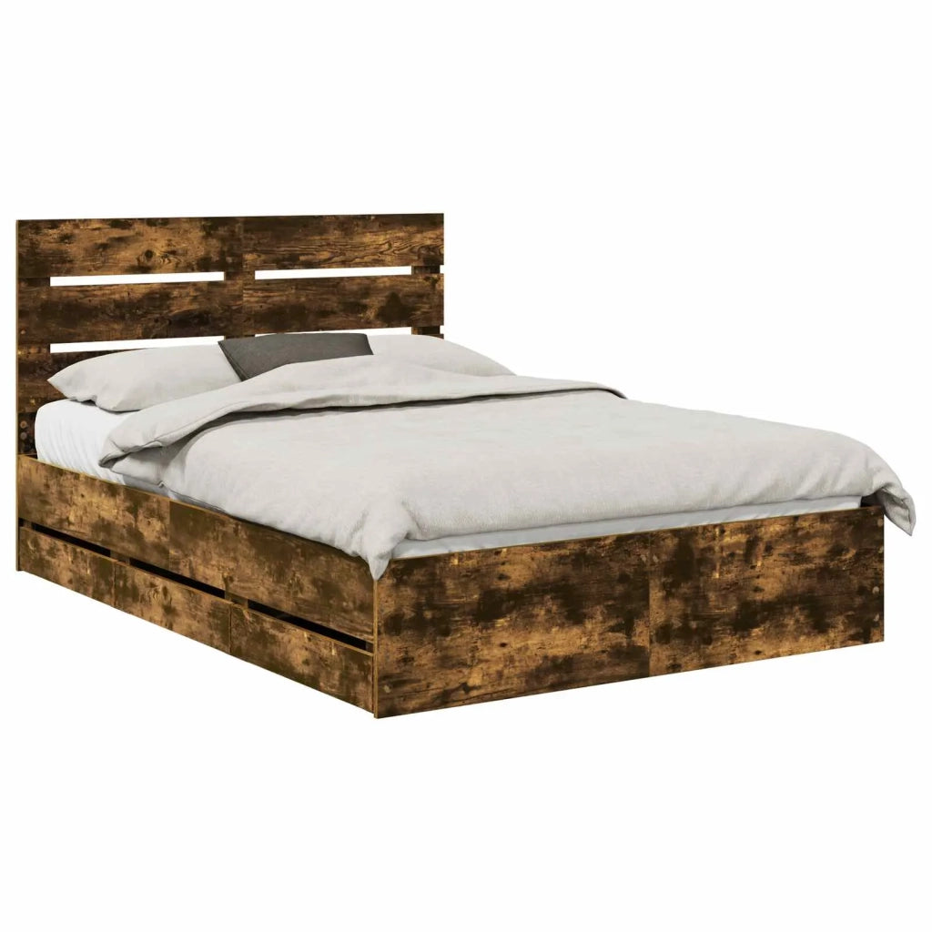 Struttura del letto con cassetto Rovere fumé 150 x 200 cm 3411826