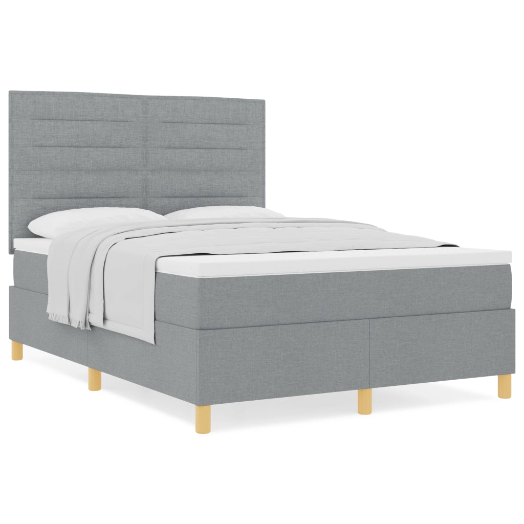 Letto a Box Spring con Materasso Grigio Chiaro 140x200 cm Tessuto