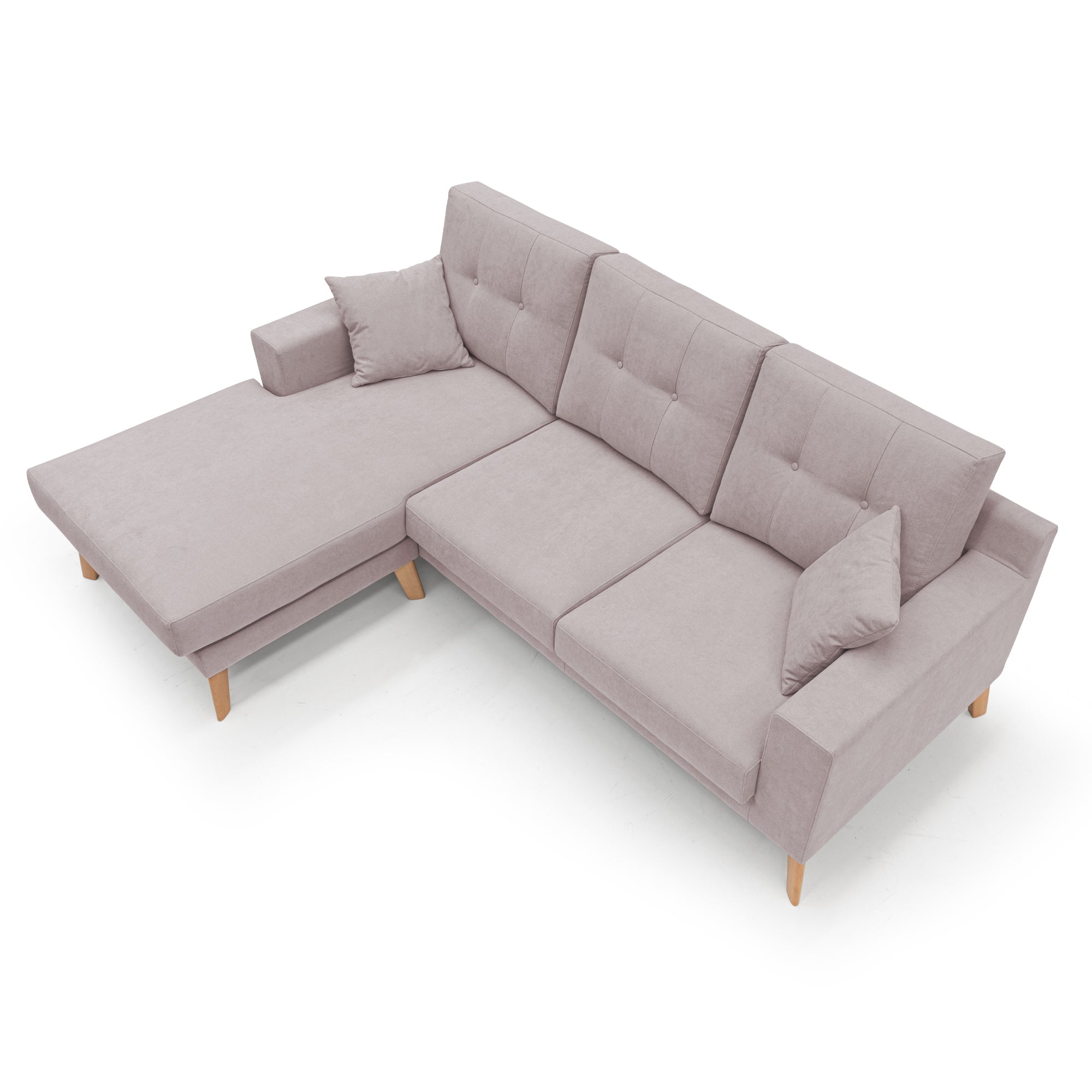 Danish Divano angolare REVERSIBILE in tessuto morbido impermeabile T02 237 cm rosa