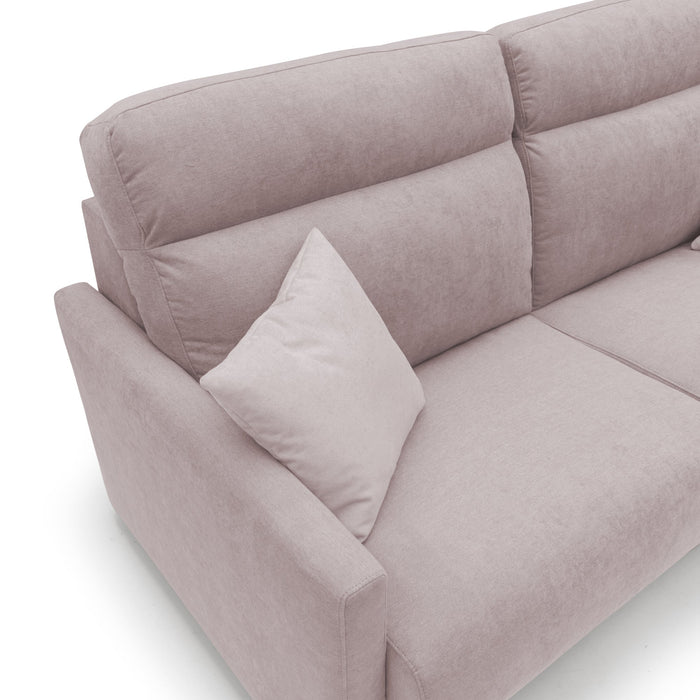 Margot Divano letto matrimoniale con schienale morbido alto in tessuto T02 176 cm (mat. 140x197) rosa