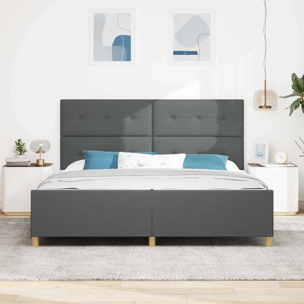Struttura del letto Grigio scuro 200 x 200 cm Tessuto 3344754