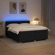 Letto con Box Spring, Materasso e LED Nero 200 x 200 cm Tessuto 3452024