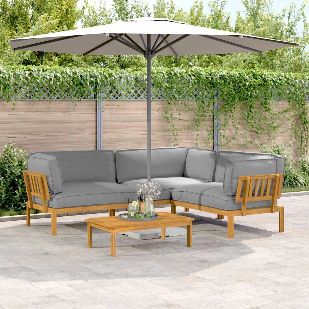 Set di divani con cuscino 4 pcs Grigio Legno di Acacia Massello 3418535