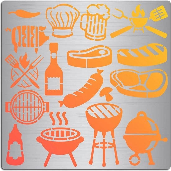 Stencil per Snidere Metallo per Barbecue - Hermetico - Modello per Padroni per Vino, Steaks, Paprika e Carne - Strumento Decorativo