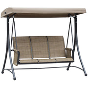 Dondolo 3 Posti da Giardino 196x128x172 cm in Metallo e Textilene Marrone